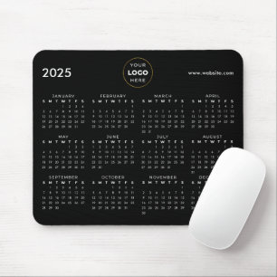 Tapis De Souris Calendrier 2025 Logo Entreprise Noir