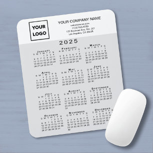 Tapis De Souris Calendrier 2025 Logo Entreprise Texte gris clair b
