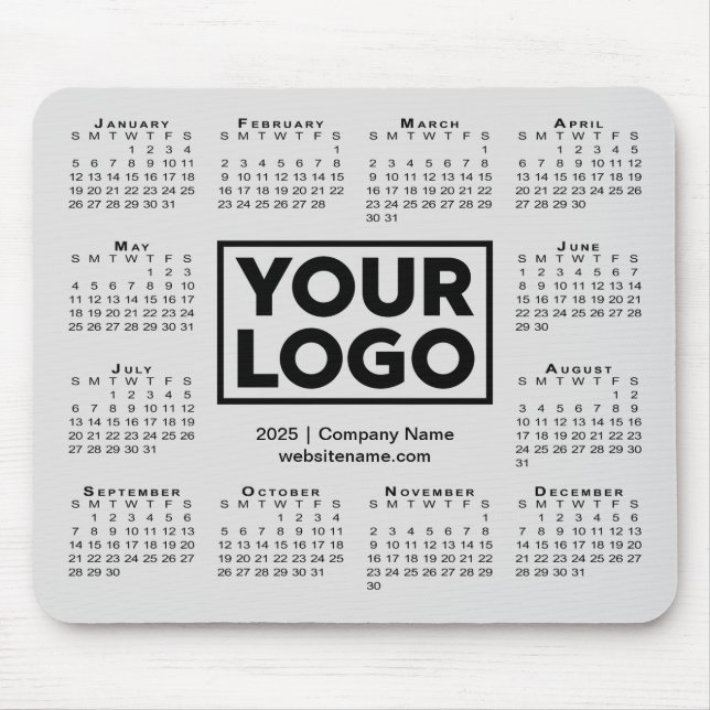 Tapis De Souris Calendrier 2025 moderne Entreprise Logo Gray (Devant)