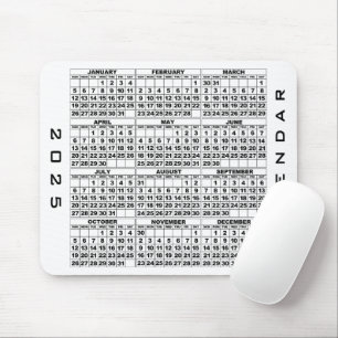 Tapis De Souris Calendrier 2025 Mousepad Blanc