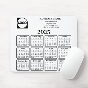 Tapis De Souris Calendrier 2025 Personnalisé Nom et logo de l'entr