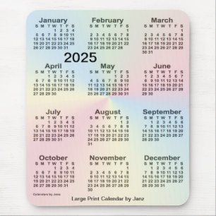 Tapis De Souris Calendrier 2025 Rainbow Cloud - gros caractères p