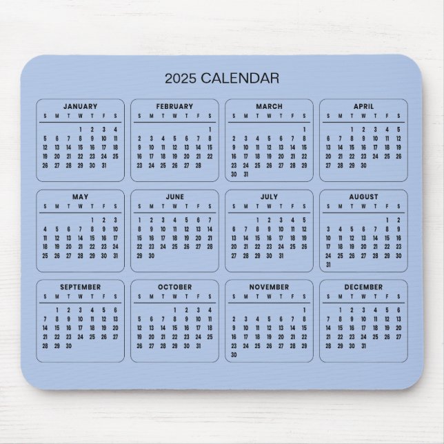 Tapis De Souris Calendrier 2025 simple mais élégant | Tapis de sou (Devant)