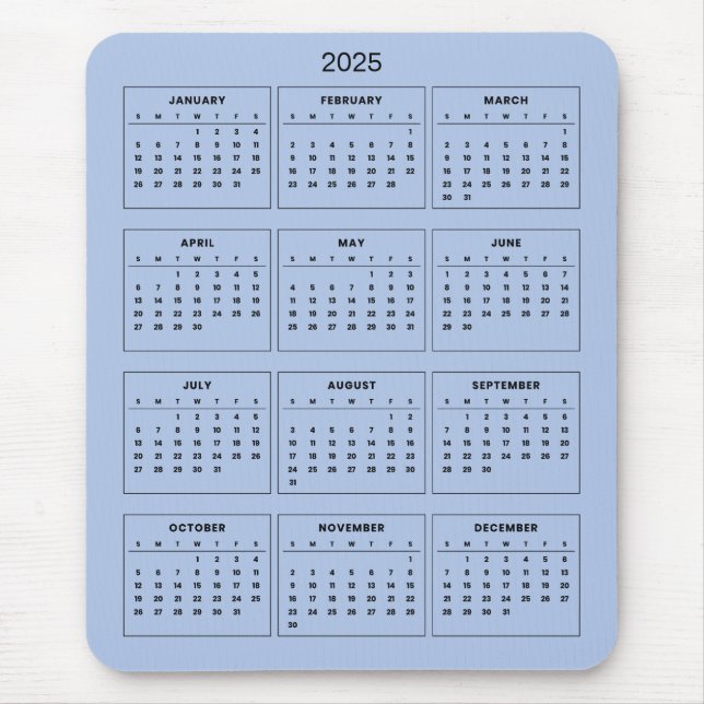 Tapis De Souris Calendrier 2025 simple mais élégant | Tapis de sou (Devant)