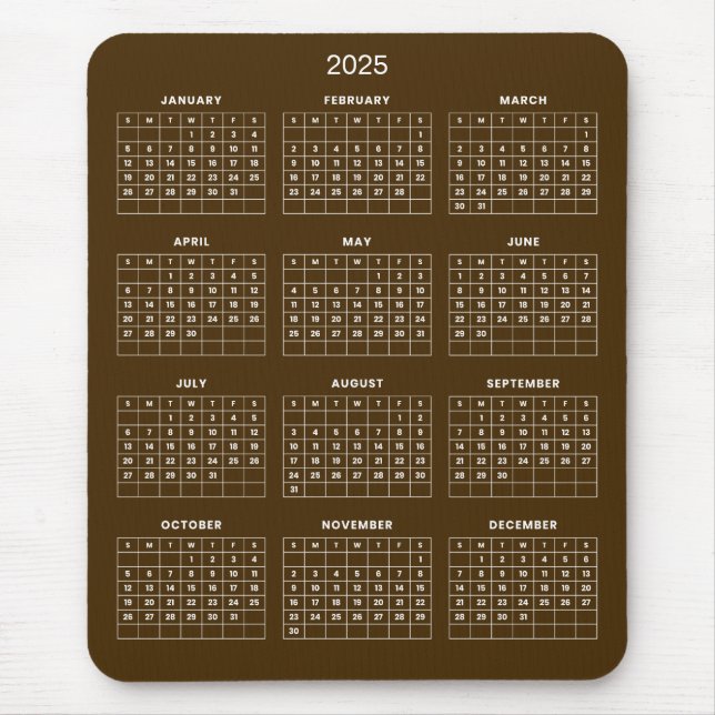 Tapis De Souris Calendrier 2025 simple mais élégant | Tapis de sou (Devant)
