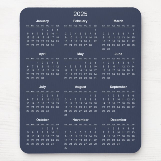 Tapis De Souris Calendrier 2025 simple mais élégant | Tapis de sou (Devant)