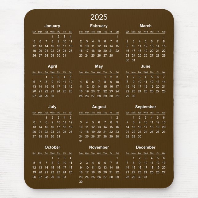 Tapis De Souris Calendrier 2025 simple mais élégant | Tapis de sou (Devant)