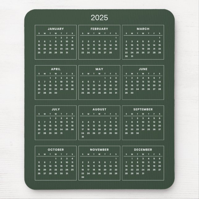Tapis De Souris Calendrier 2025 simple mais élégant | Tapis de sou (Devant)