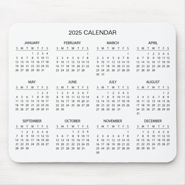 Tapis De Souris Calendrier 2025 simple mais élégant | Tapis de sou (Devant)