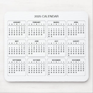 Tapis De Souris Calendrier 2025 simple mais élégant   Tapis de sou
