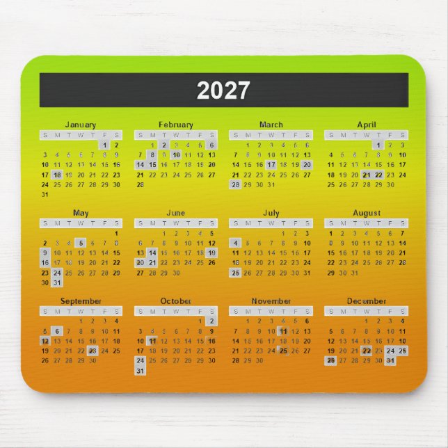 Tapis De Souris Calendrier 2025 Sur La Chaux De Neon Et L'Orange (Devant)