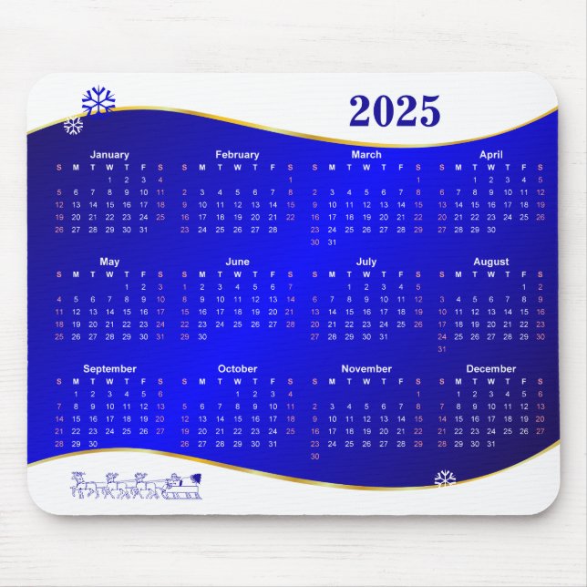 Tapis De Souris Calendrier 2025 sur le pavé de souris arrière - pl (Devant)