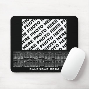 Tapis De Souris Calendrier 2026 Ajouter 1 Photos Mousepad Noir