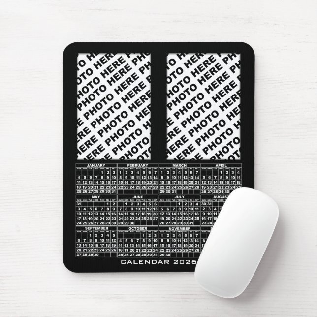 Tapis De Souris Calendrier 2026 Ajouter 2 Photos verticales Mousep (Avec souris)