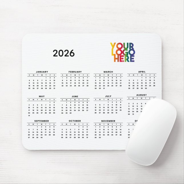Tapis De Souris Calendrier 2026 Business Logo Entreprise Bureau Bl (Avec souris)