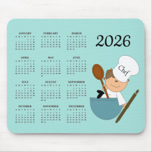 Tapis de souris calendrier 2026 Chef Boulanger Des