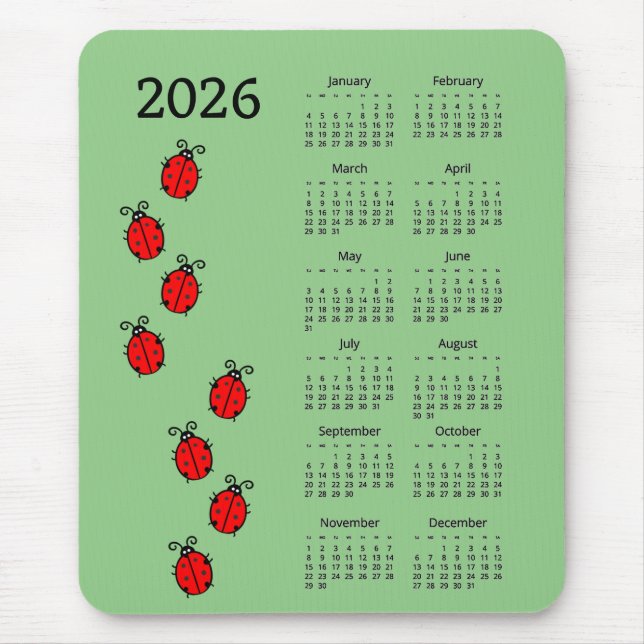 Tapis de souris Calendrier 2026 Coccinelles (Devant)