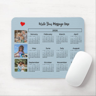 Tapis De Souris Calendrier 2026 Collage de Photos de Style 