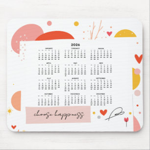 Tapis de souris calendrier 2026 coloré et motivant