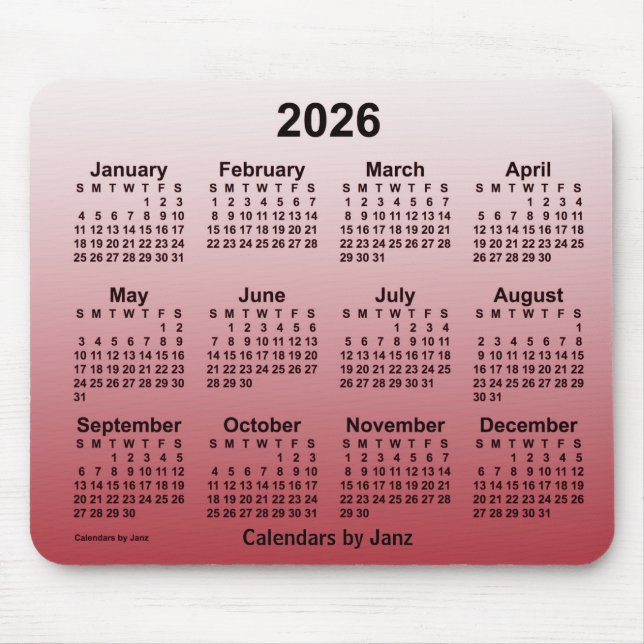 Tapis De Souris Calendrier 2026 Faded Cherry par Janz Mouse Pad (Devant)
