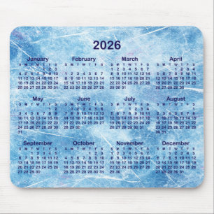 Tapis De Souris Calendrier 2026 Glace Rayée Bleue