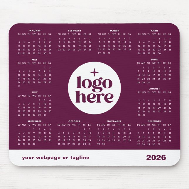 Tapis De Souris Calendrier 2026 Logo d'entreprise Marque (Devant)