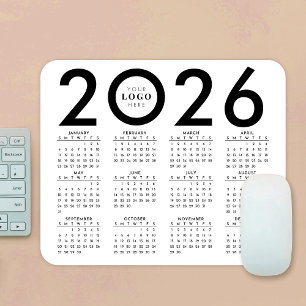 Tapis De Souris Calendrier 2026 Minimaliste Logo d'entreprise Noir