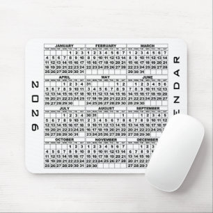 Tapis De Souris Calendrier 2026 Mousepad Blanc