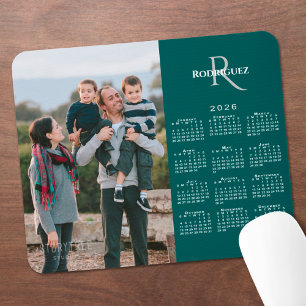 Tapis De Souris Calendrier 2026 Photo personnalisée Monogramme Nom