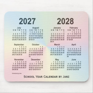 Tapis De Souris Calendrier 2027-2028 d'école de nuage
