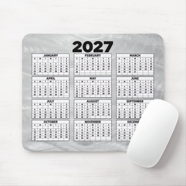 Tapis De Souris Calendrier 2027 Acier Brossé Abstrait Ondulé (Avec souris)