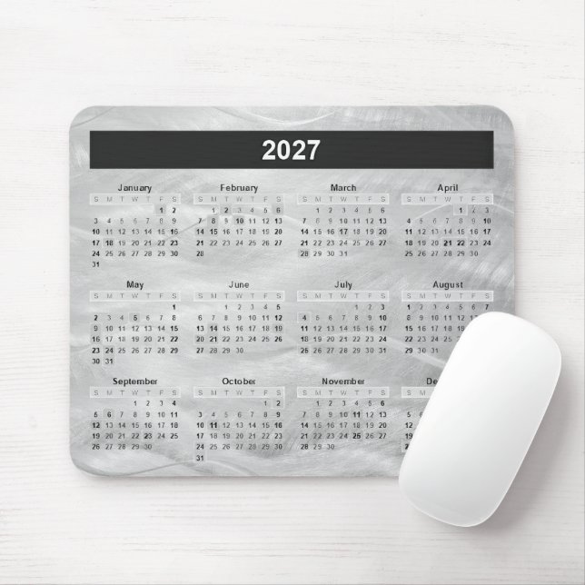 Tapis De Souris Calendrier 2027 Acier Brossé Abstrait Ondulé (Avec souris)