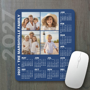 Tapis De Souris Calendrier 2027 avec 4 Photos - Bleu