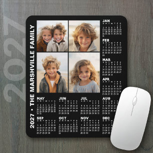 Tapis De Souris Calendrier 2027 avec 4 Photos - Noir