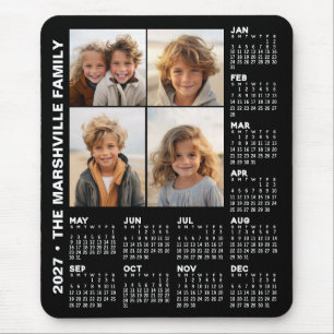 Tapis De Souris Calendrier 2027 avec 4 Photos - Noir