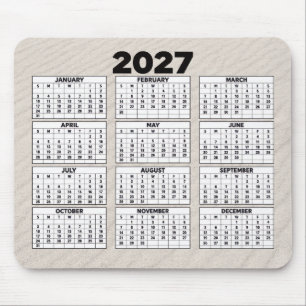 Tapis De Souris Calendrier 2027 avec fond de sable de plage
