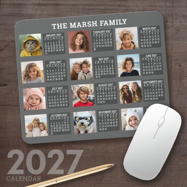 Tapis De Souris Calendrier 2027 avec une image pour chaque mois (2027 Calendar Mousepad)