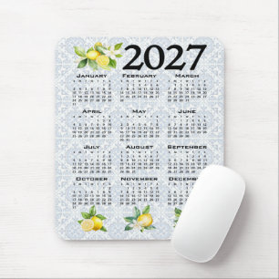 Tapis De Souris Calendrier 2027 Citrons Italiens Tuiles Méditerran