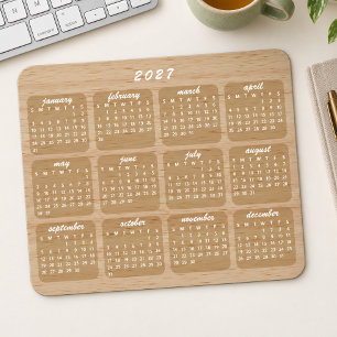 Tapis De Souris Calendrier 2027 de style minimaliste moderne en ve