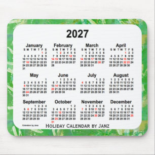 Tapis De Souris Calendrier 2027 des fêtes vertes par Janz Mouse Pa
