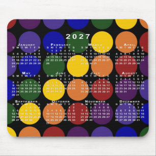 Tapis De Souris Calendrier 2027 Fierté Arc-en-ciel Points sur Fond