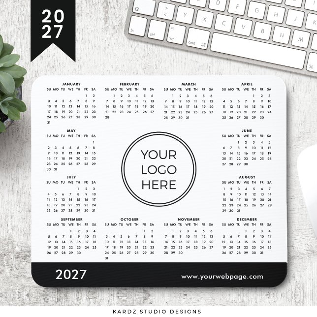 Tapis de souris Calendrier 2027 Logo d'entreprise (Créateur téléchargé)