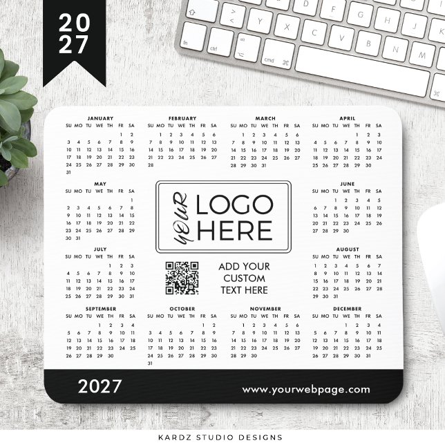 Tapis de souris Calendrier 2027 Logo d'entreprise (Créateur téléchargé)