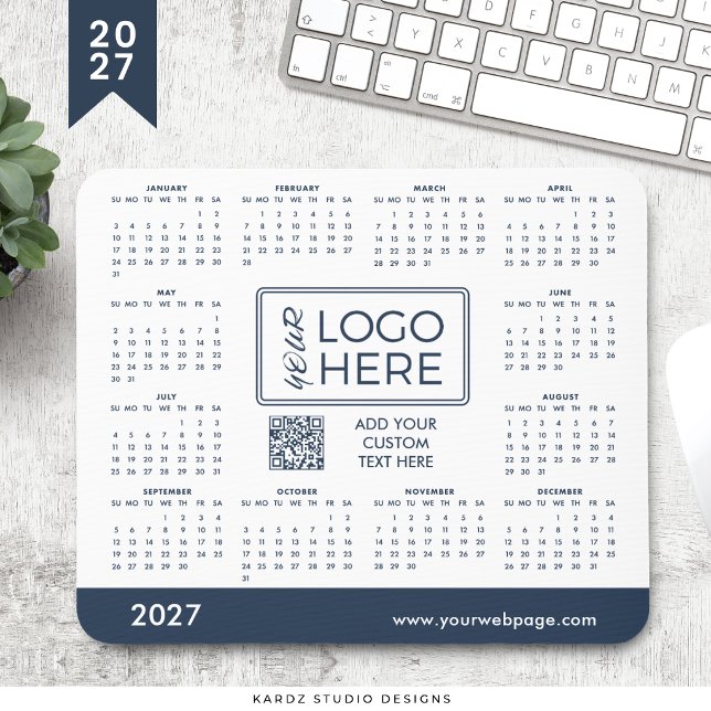 Tapis de souris Calendrier 2027 Logo d'entreprise  (Créateur téléchargé)