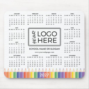 Tapis de souris calendrier 2027 Logo École Coloré