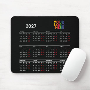 Tapis De Souris Calendrier 2027 Logo Entreprise Bureau d'entrepris