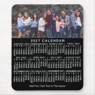 Tapis De Souris Calendrier 2027 noir personnalisé avec photo et no