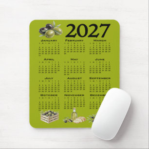 Tapis De Souris Calendrier 2027, Olives Méditerranéennes, Vertes