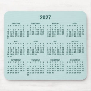 Tapis De Souris Calendrier 2027 Pastel à Téâl foncé