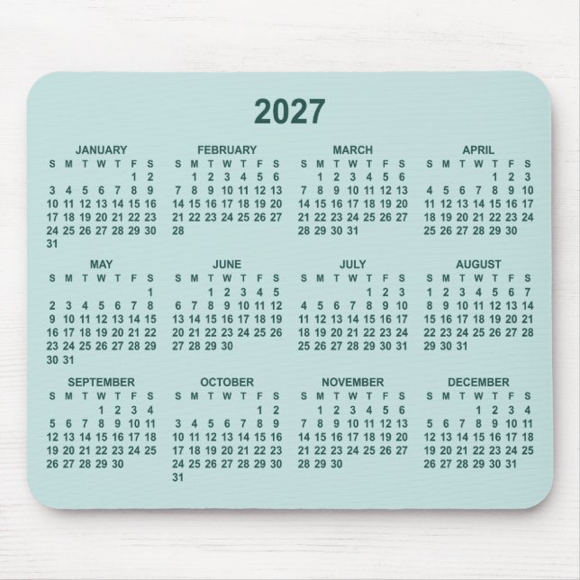 Tapis De Souris Calendrier 2027 Pastel à Téâl foncé (Devant)